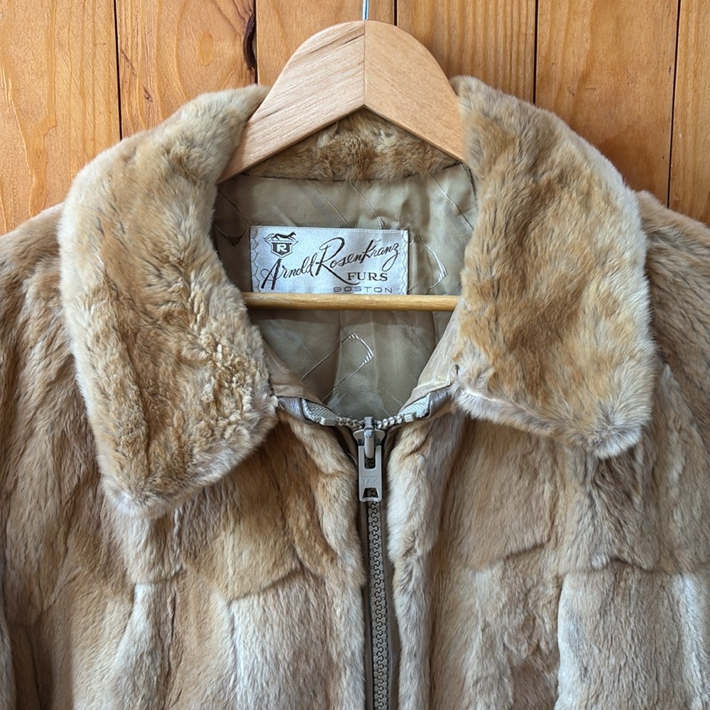 Vintage Brown Fur Coat Zip Up Arnold Rosenkranz - Picture 2 of 10